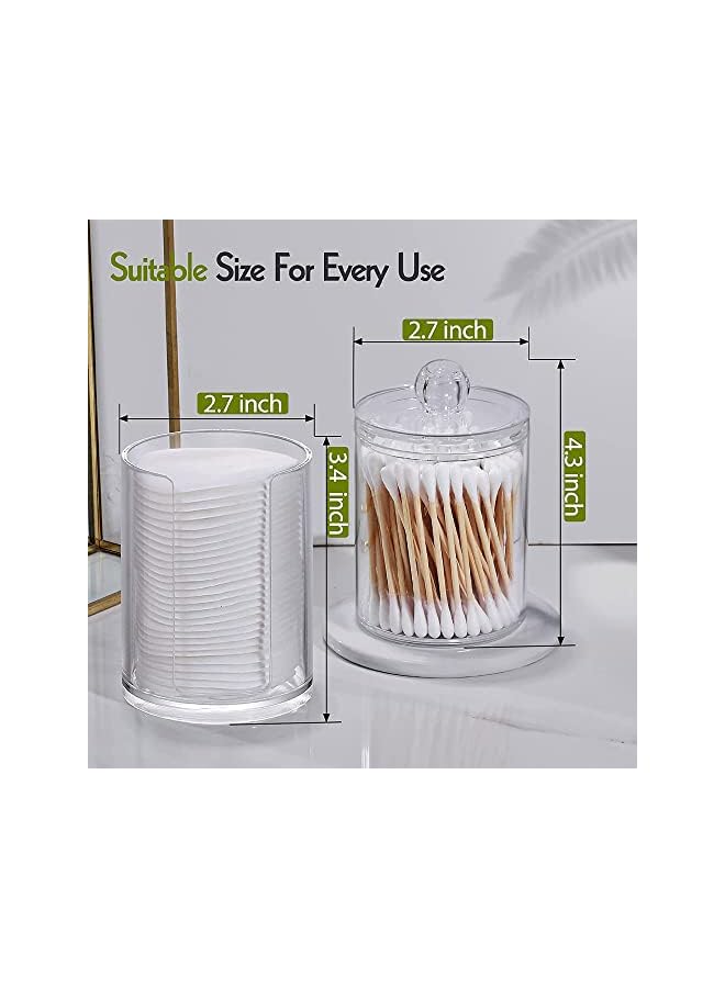 Raxoom 4 Pack 10oz Plastic Cotton Swab Ball Pad Holders,Clear Acrylic Jars with Lids,Plastic Apothecary Jar Make up Organizer Container for Cotton Swab,Cotton Rounds, Floss Picks,Bath Salts - Image 3