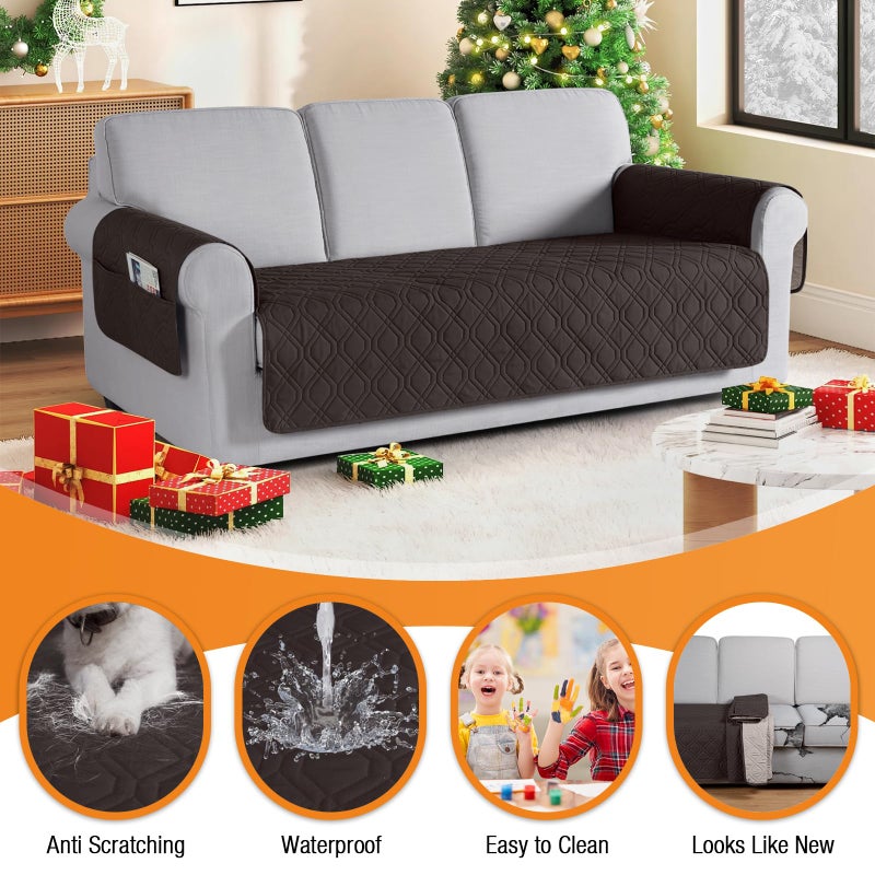 VANSOFY Couch Cover, Waterproof Sofa Covers Washable Slipcover Furniture Protector Couch Seat Covers Non-Slip Couch Cover for Dogs, Pets(Sofa, Chocolate) - Image 4