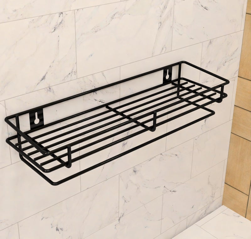 MOTIQO Stainless Steel Multipurpose Bathroom Shelf,Rack with Towel Rod,Bathroom Accessories,Kitchen Rack Wall Mount (Black) Pack-2 - Image 3