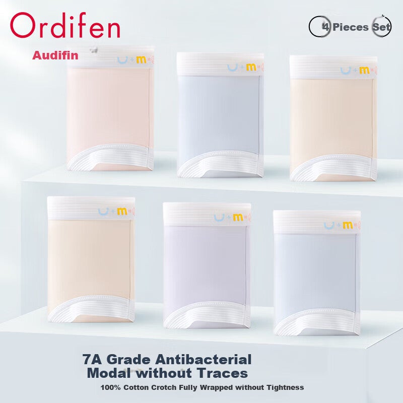 JD Jing Zao Ordifen [7A Antibacterial] Women's Mid-Rise Seamless Breathable Naked Feel Anti-Chafing Triangle Panties, 4 Pairs, M - Image 3