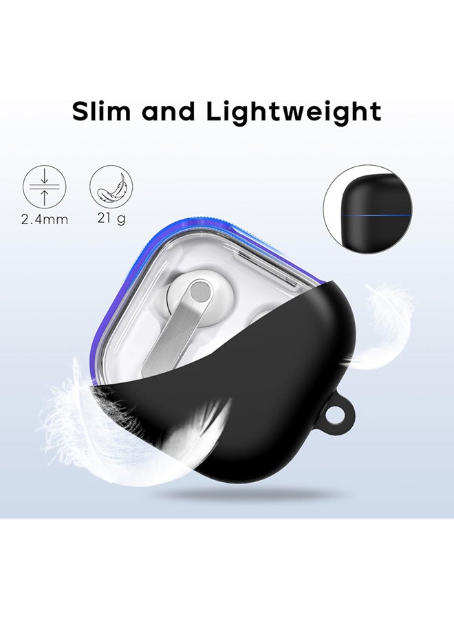 سجيت غطاء حماية لسامسونج جالاكسي بودز 4 وبودز 4 برو مع عدة تنظيف، غلاف سيليكون ناعم مع مشبك تعليق (أسود) - Image 5