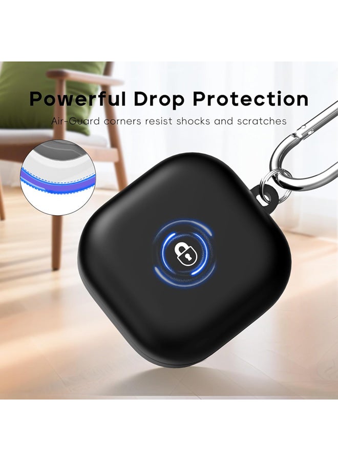 سجيت غطاء حماية لسامسونج جالاكسي بودز 4 وبودز 4 برو مع عدة تنظيف، غلاف سيليكون ناعم مع مشبك تعليق (أسود) - Image 4