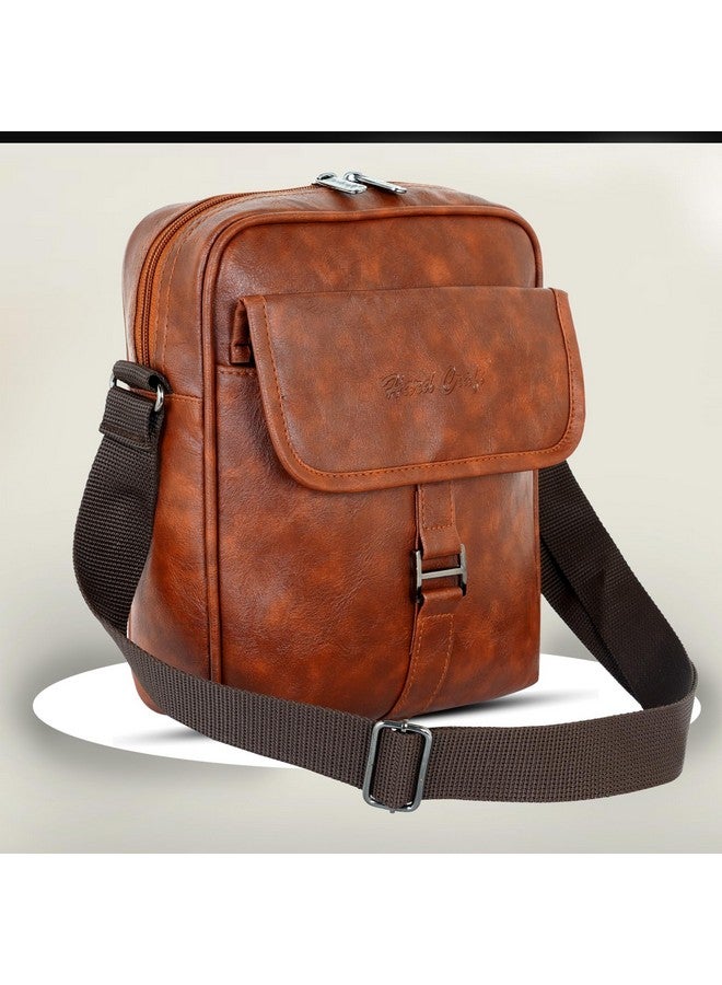 Hard Craft Cross Body Sling Hand Messenger Shoulder One Side Office Luxury Leather Bag with Tablet Compartment Multiple Pockets for Passport Cash Mobile Money Small Travel Pouch Bags for Men Women - Image 2