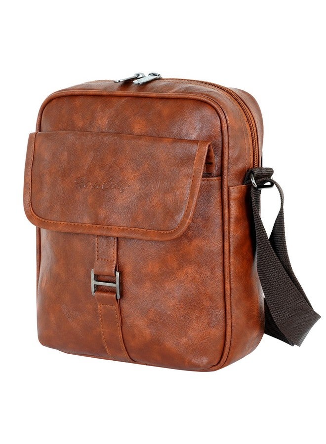 Hard Craft Cross Body Sling Hand Messenger Shoulder One Side Office Luxury Leather Bag with Tablet Compartment Multiple Pockets for Passport Cash Mobile Money Small Travel Pouch Bags for Men Women - Image 1