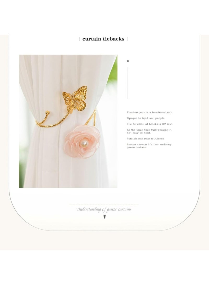 Goolsky 1PC Delicate 3D Butterfly Flower Embellished Faux Pearl Curtain Buckle - Stylish Curtain Tieback and Holdback for Bedroom and Living Room Decor - Easy to Install and Adjustable Curtain Accessory for Home Decoration  - Image 4