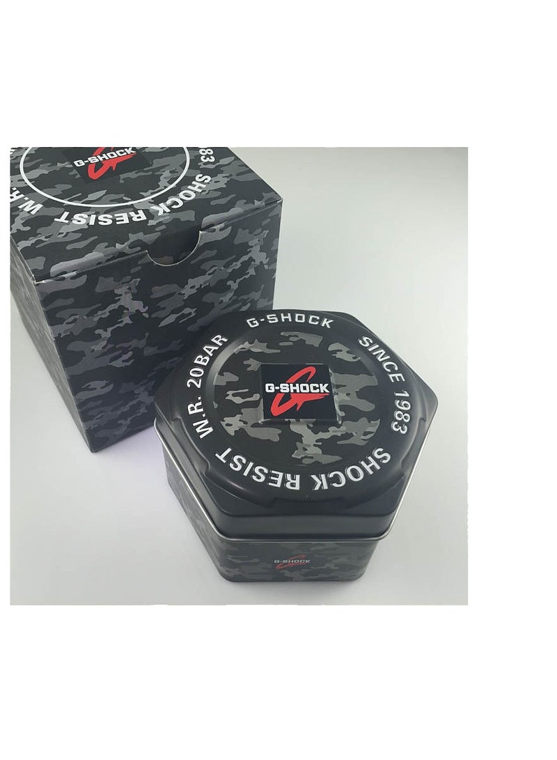 CASIO ساعة يد رجالية دائرية الشكل بسوار من الراتنج باللون الأسود اللامع، تناظرية ورقمية GA-100RGB-1ADR - Image 4