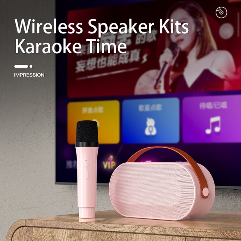 Mini Karaoke Machine with 2 Wireless Microphones Portable BT Speaker Rechargeable 10W HiFi LED Color Lights Handheld Mic Karaoke Speaker Gifts for Girls Boys Birthday Party Home KTV Set - Image 2