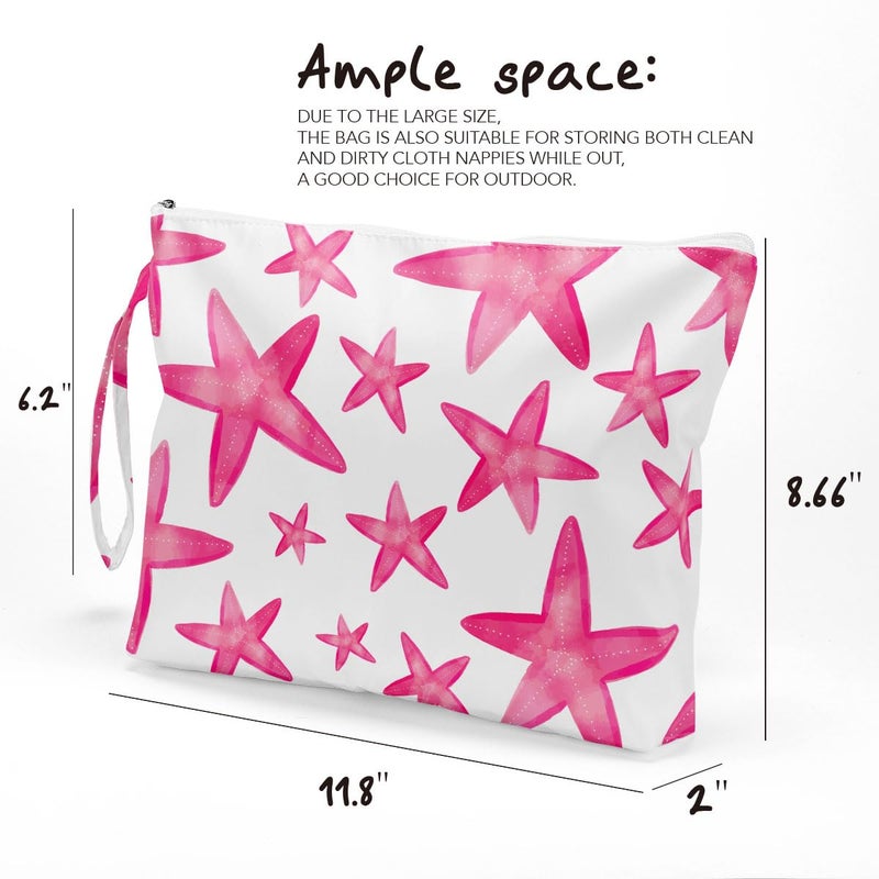 Fokongna Wet Bag, Travel Makeup Bag, Wet Dry Bag, Wet Bag for Swimsuit, Beach Pool Diapers Dirty Yoga Gym Clothes Zipper Pouch for Women Sister Friends Wet Bag Ocean Sea Shells Beach Starfish.361 - Image 5