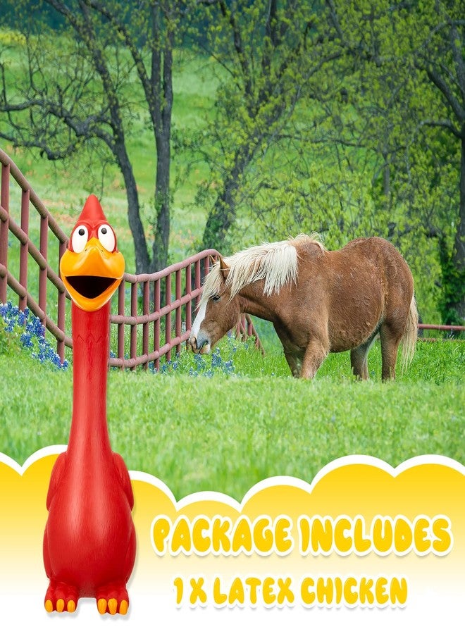 Hungdao 1 Pcs Horse Toys Latex Squeaky Squeeze Chicken Squeak Turkey Balls for Play Fake Screaming Chicken Toys for Horses Soccer Ball for Reduce Separation Anxiety Noise Maker (Red) - Image 3