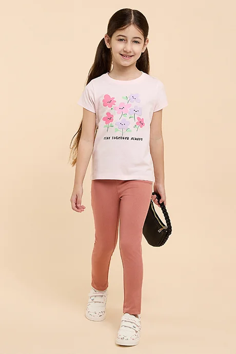 أر أند بي Solid Skinny Fit Pants with Elastic Waist