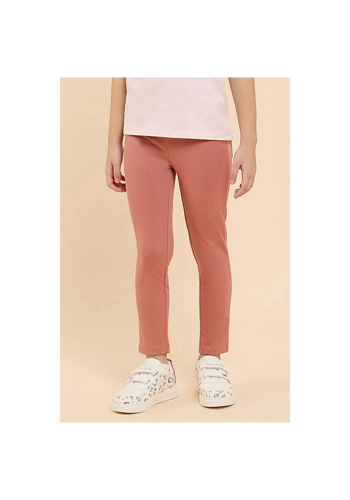 أر أند بي Solid Skinny Fit Pants with Elastic Waist