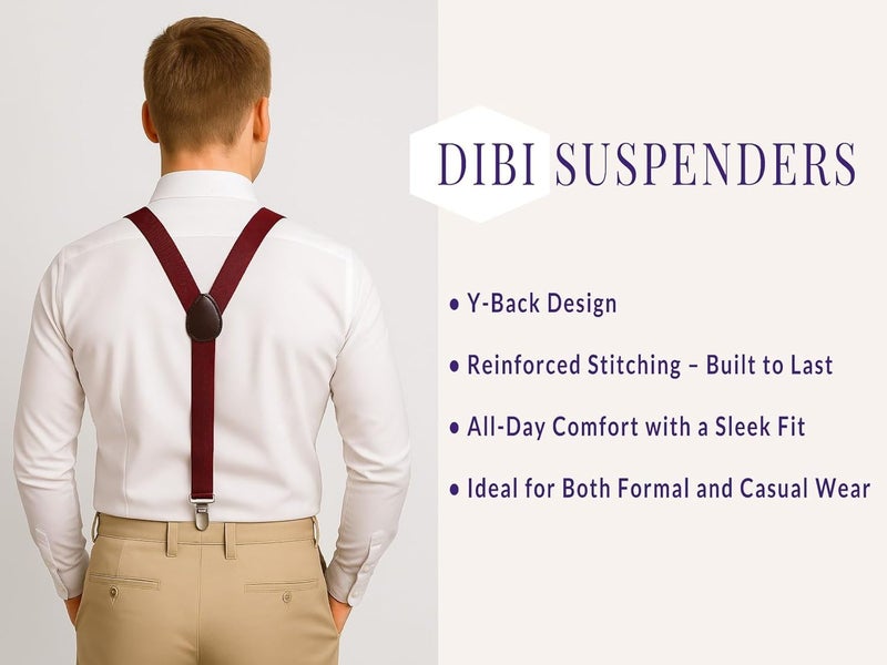DIBI Suspenders for Men - Adjustable Y Back Mens Suspenders with 3 Heavy Duty Strong Clips - Image 3