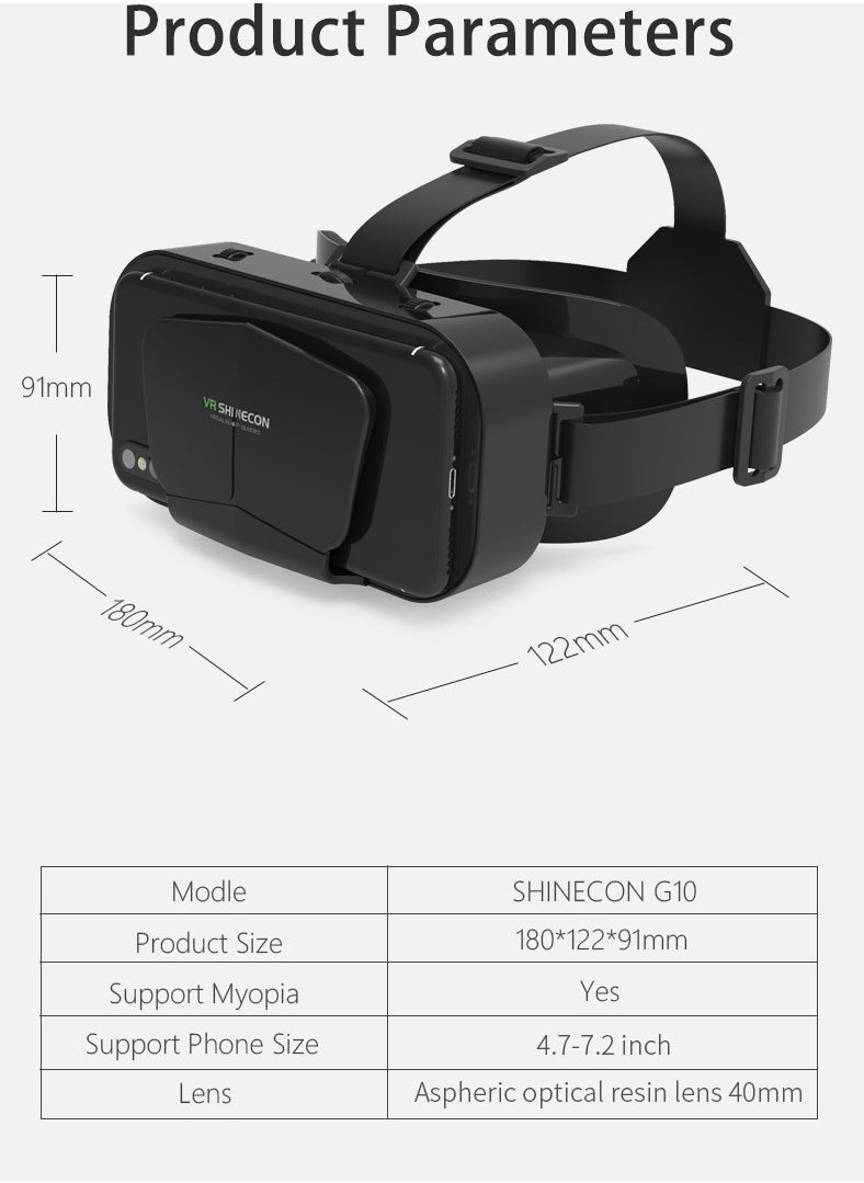 في آر شينيكون - G10 Vr Glasses احترافية ثلاثية الأبعاد ذات تأثير بانورامي نظارات الواقع الافتراضي ثلاثية الأبعاد خفيفة الوزن - Image 1