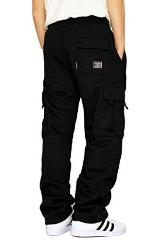DREAM USA Men's Heavyweight Fleece Cargo Sweatpants, Black, Black, Size X-Large - Image 2