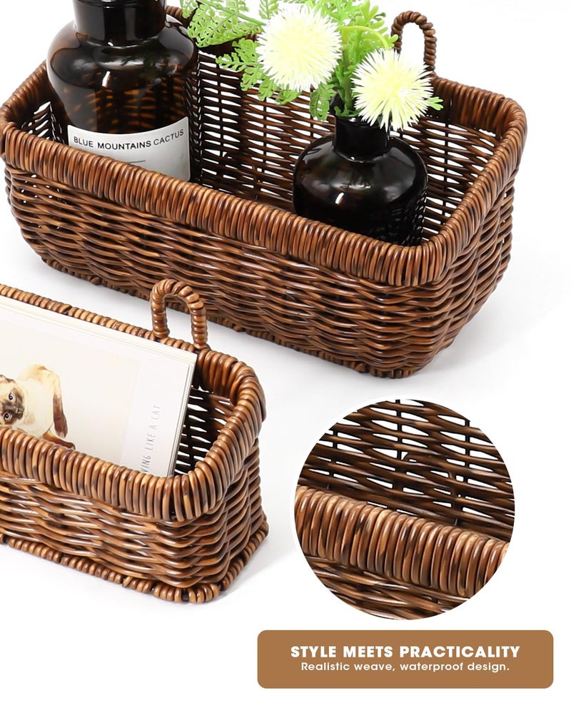 AceList Wall Hanging Basket, Boho Style Hand-Woven Hanging Storage Baskets - Set of 2, Ideal for Boho Room Decor, Kitchen, Garden, and Living Room(Brown) - Image 3