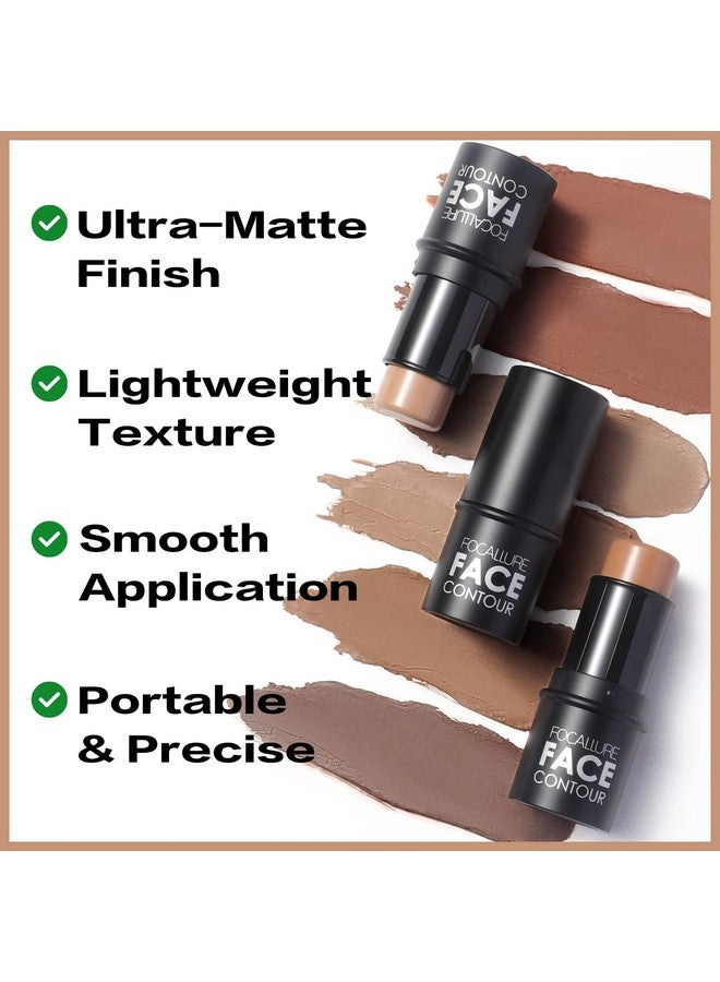 FOCALLURE Cream Contour Stick Matte Bronzer Stick Professional Face Shaping & Contouring Stick Makeup Easy To Apply With Buildable Coverage Long Lasting & Waterproof Brown - Image 3