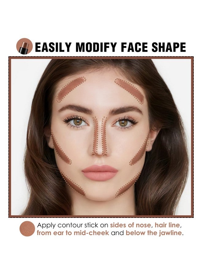 FOCALLURE Cream Contour Stick Matte Bronzer Stick Professional Face Shaping & Contouring Stick Makeup Easy To Apply With Buildable Coverage Long Lasting & Waterproof Brown - Image 2
