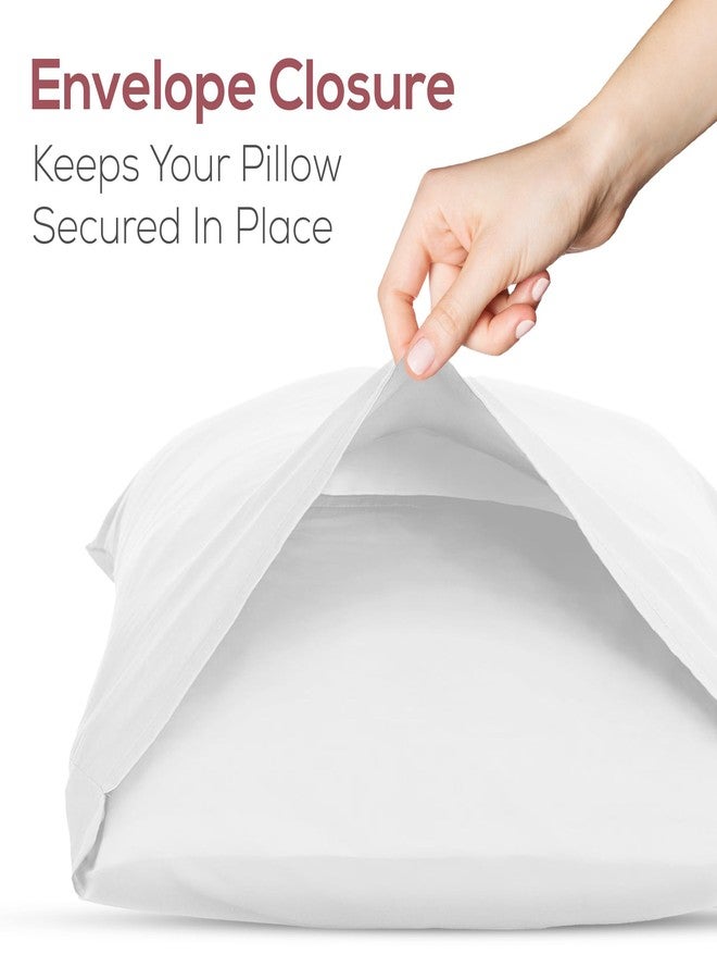 ماسترتكس أغطية وسائد سوبريتي لينين، مقاس قياسي - أغطية وسائد قطنية بيضاء ناعمة وجيدة التهوية، طقم من قطعتين مع غلاف. مقاس أغطية الوسائد 20 × 26 بوصة. تحمي الوسادة وتضفي لمسة جمالية على غرفة النوم. - Image 2