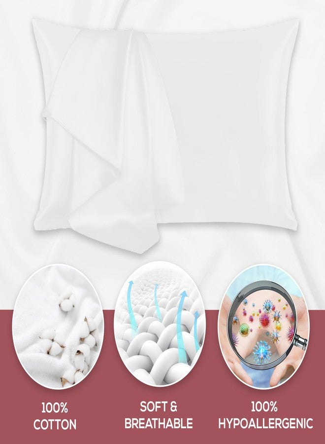 ماسترتكس أغطية وسائد سوبريتي لينين، مقاس قياسي - أغطية وسائد قطنية بيضاء ناعمة وجيدة التهوية، طقم من قطعتين مع غلاف. مقاس أغطية الوسائد 20 × 26 بوصة. تحمي الوسادة وتضفي لمسة جمالية على غرفة النوم. - Image 3