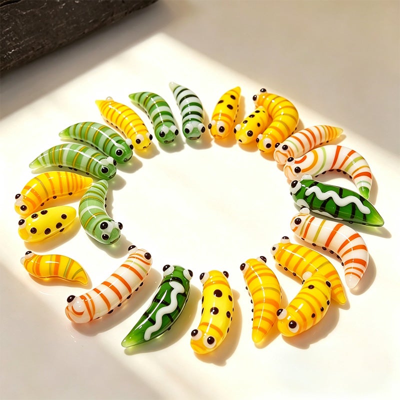 Cute Glass Caterpillar Ornament, Hand-blown Insect Sculpture, Home Decoration, Desktop Micro Landscape Accessory - Image 4