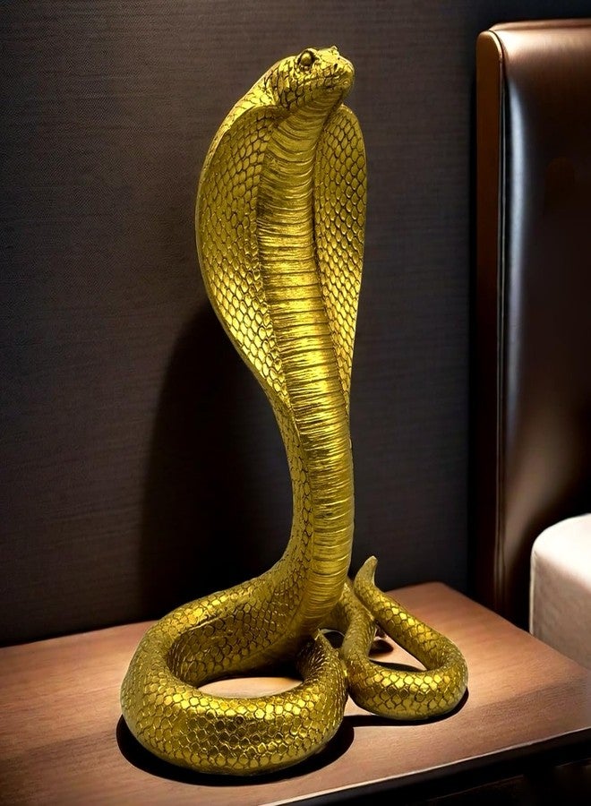 SHTWX 10 INCH Large King Cobra Snake Statue Figurine Sculpture Animal Figure Collectible Gifts for Snake Lover Office Home Decor Desk Accessories Decoration Garden Yard Figurines Outdoor Decor Gold - Image 1