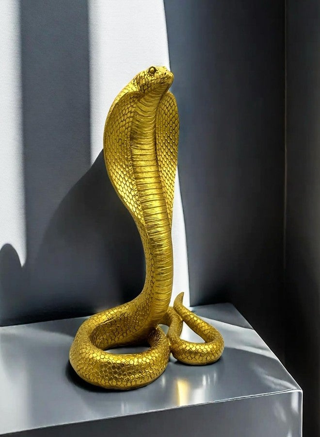 SHTWX 10 INCH Large King Cobra Snake Statue Figurine Sculpture Animal Figure Collectible Gifts for Snake Lover Office Home Decor Desk Accessories Decoration Garden Yard Figurines Outdoor Decor Gold - Image 5