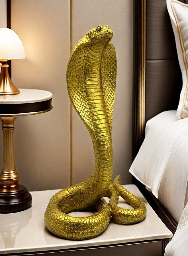 SHTWX 10 INCH Large King Cobra Snake Statue Figurine Sculpture Animal Figure Collectible Gifts for Snake Lover Office Home Decor Desk Accessories Decoration Garden Yard Figurines Outdoor Decor Gold - Image 3