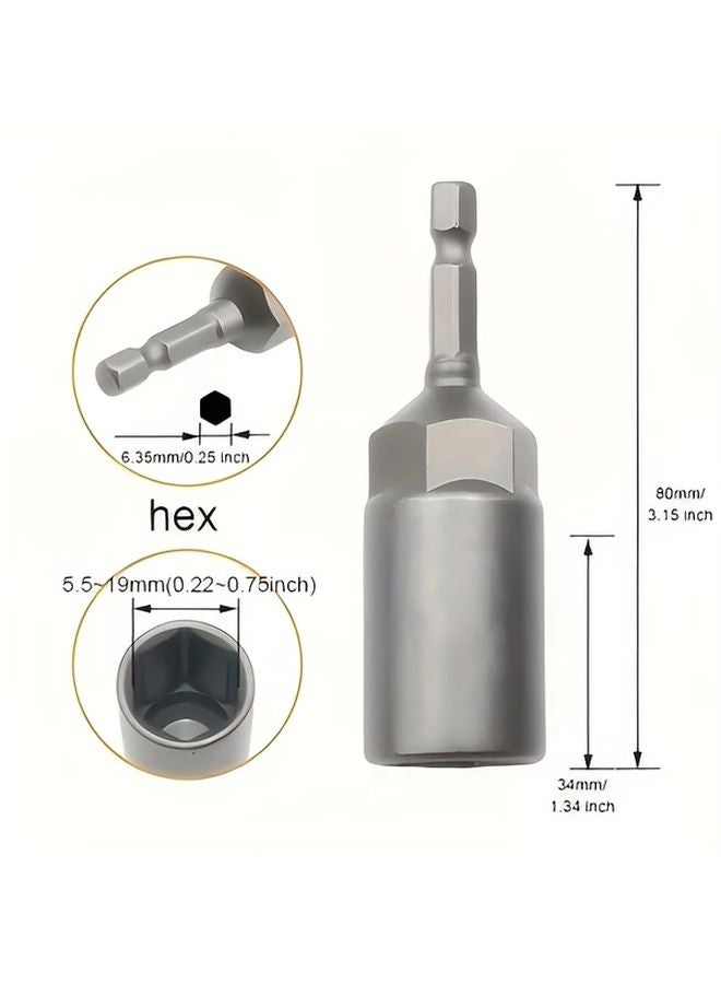 15 قطعة مجموعة مأخذ تأثير 1/4 بوصة مع محول مثقاب مفتاح سداسي 5.5-19 ملم - Image 5