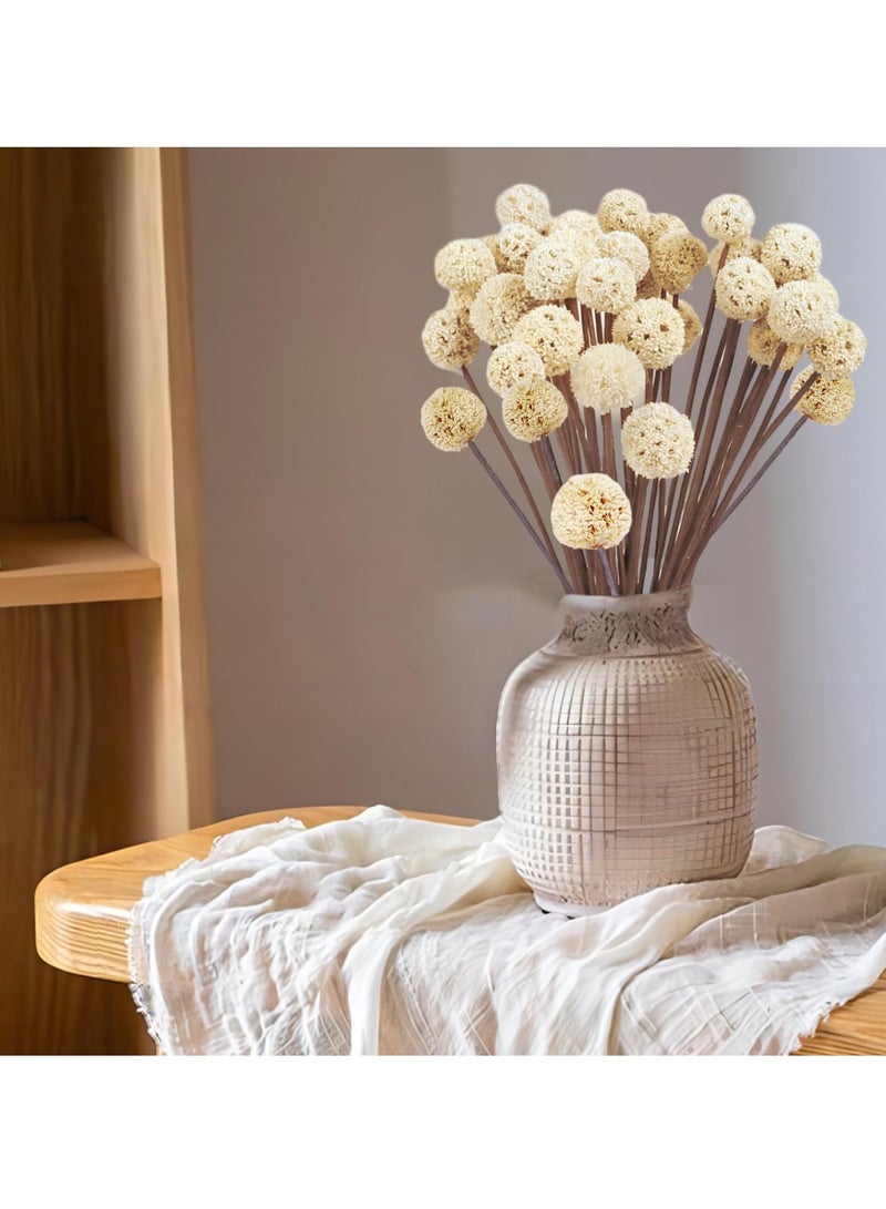 KASTWAVE 30 Pieces Natural Dried Craspedia Billy Balls Flowers, 17” Dried White Flowers Buttons Bouquet for Vase Floral Arrangements Wedding Table Centerpieces Party DIY Home Decor, Tree Decoration - Image 4