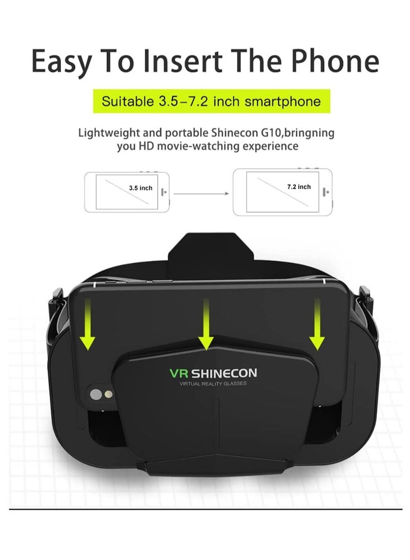 VR SHINECON Virtual Reality VR Headset 3D Glasses VR Goggles For TV, Movies & Video Games, Compatible iOS & Android Smartphone Within 3.5 - 7.2 inch Screen Black - Image 3