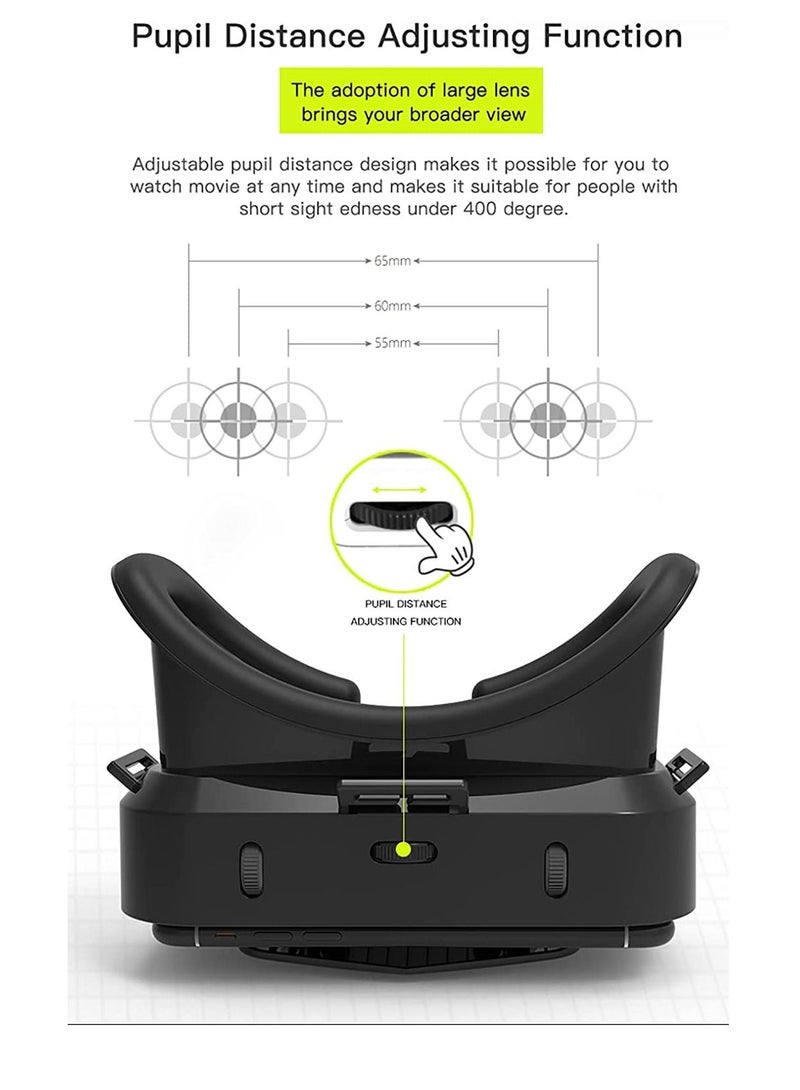VR SHINECON Virtual Reality VR Headset 3D Glasses VR Goggles For TV, Movies & Video Games, Compatible iOS & Android Smartphone Within 3.5 - 7.2 inch Screen Black - Image 2