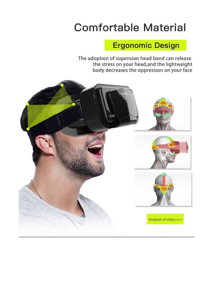 VR SHINECON Virtual Reality VR Headset 3D Glasses VR Goggles For TV, Movies & Video Games, Compatible iOS & Android Smartphone Within 3.5 - 7.2 inch Screen Black - Image 4