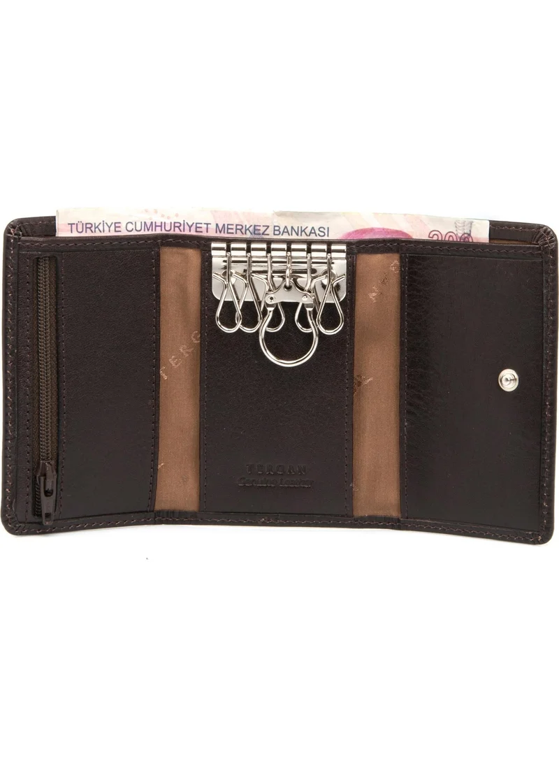 Tergan Brown Leather Unisex Keychain 00066A98