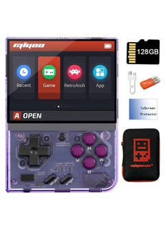 Miyoo Miyoo Mini Plus Handheld Game Console, with Dedicated Storage Case, 3.5 Inch IPS 640x480 Screen, 64G/128G TF Card with 10,000+ Games, 3000mAh 7+Hours Battery, Support Wireless Network (Purple 128G)  - Image 1
