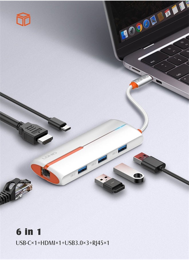 LDNIO 6 In 1 Usb C Dock Station Type c Adapter with HDMI Hub USB C  Hub For Laptop  - Image 1