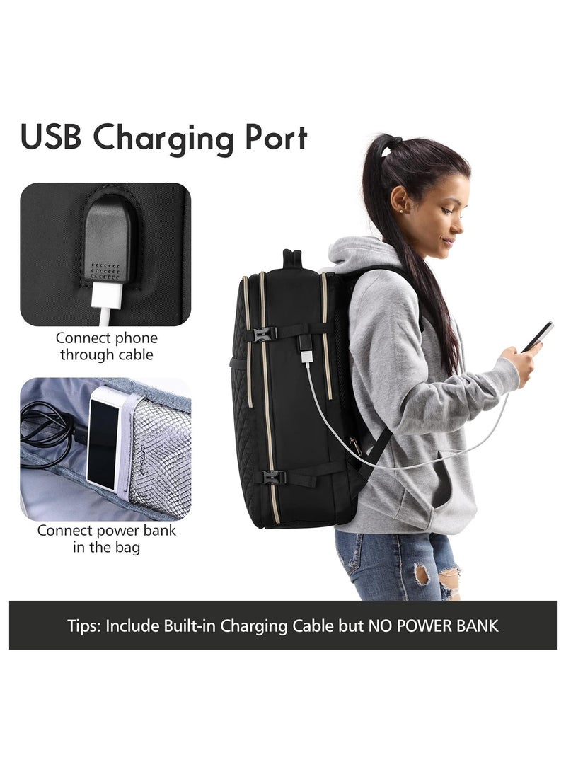 AROAQ Large Travel Backpack Women, Flight Approved Carry On Backpack, Water Resistant Anti-Theft Large Casual Daypack Fit 17 Inch Laptop with USB Charging Port  - Image 5