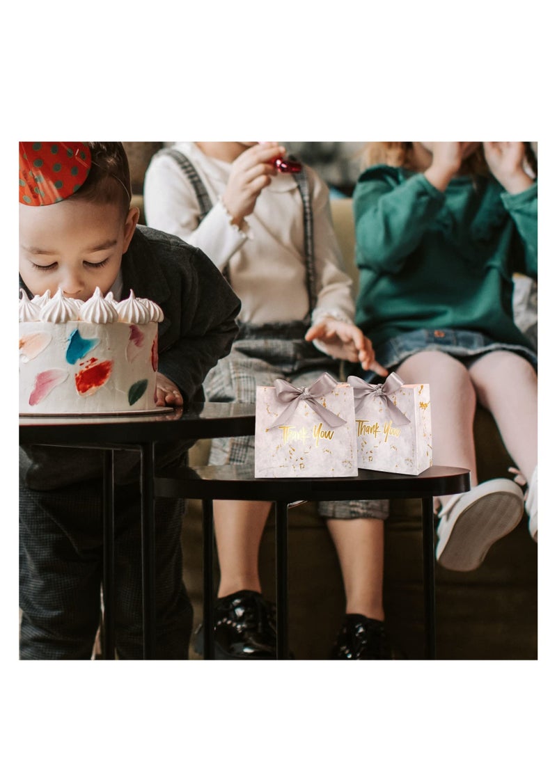 Zikra 20 Pack Small Thank You Gift Bags with Silver Ribbon Marble Pattern Party Favor Bags Candy Boxes 4.5x1.8x4 Inch Mini Paper Gift Bags Bulk for Wedding Birthday Bridal Shower Baby Shower - Image 4