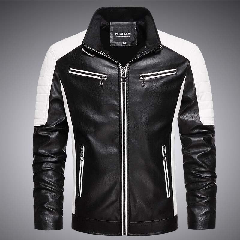 New 2024 Spring Men'S Leather Fashion Collar Casual Pu Leather Jacket Coat Men'S Shirt - Image 2