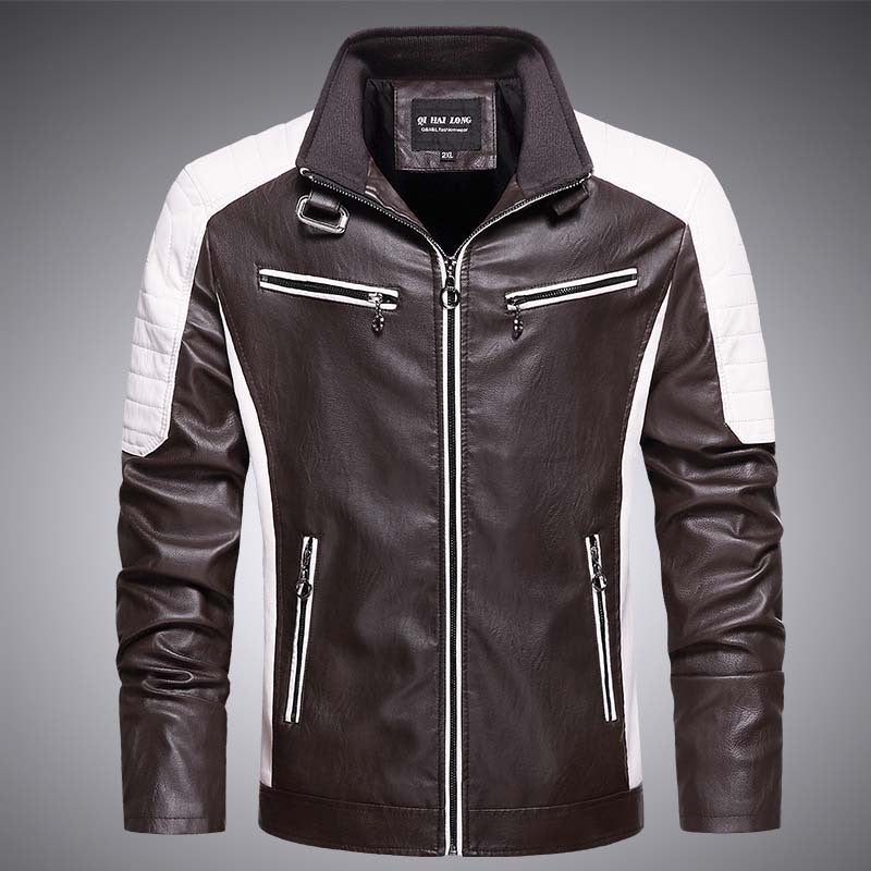New 2024 Spring Men'S Leather Fashion Collar Casual Pu Leather Jacket Coat Men'S Shirt - Image 4
