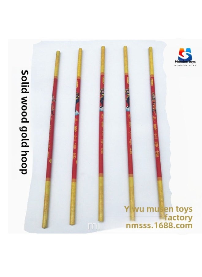 Solid Wood Gold Cudgel Wooden Wood Monkey King Ruyi Gold Cudgel Journey To The West Stage Performance Props-Color:Solid Wood Gold-banded Cudgel (Section B)  - Image 1
