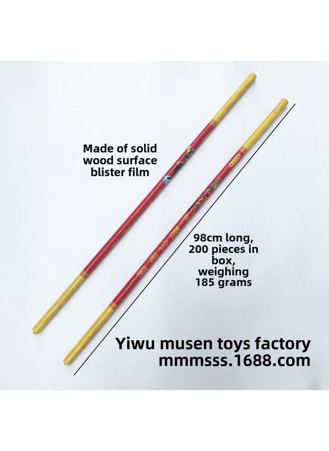 Solid Wood Gold Cudgel Wooden Wood Monkey King Ruyi Gold Cudgel Journey To The West Stage Performance Props-Color:Solid Wood Gold-banded Cudgel (Section B)  - Image 2