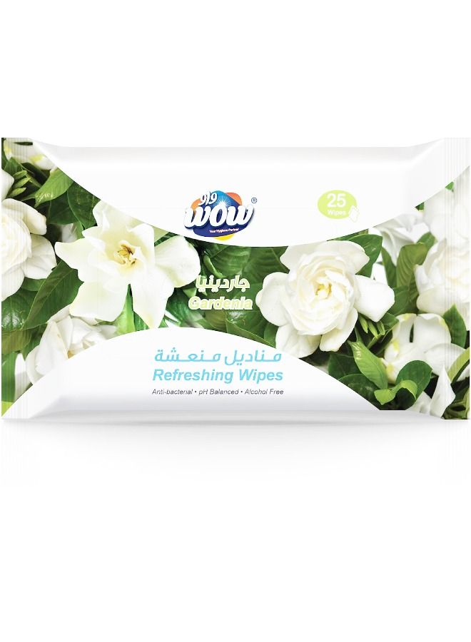 WOW Antibacterial Refreshing Wipes Gardenia 25's - Image 1