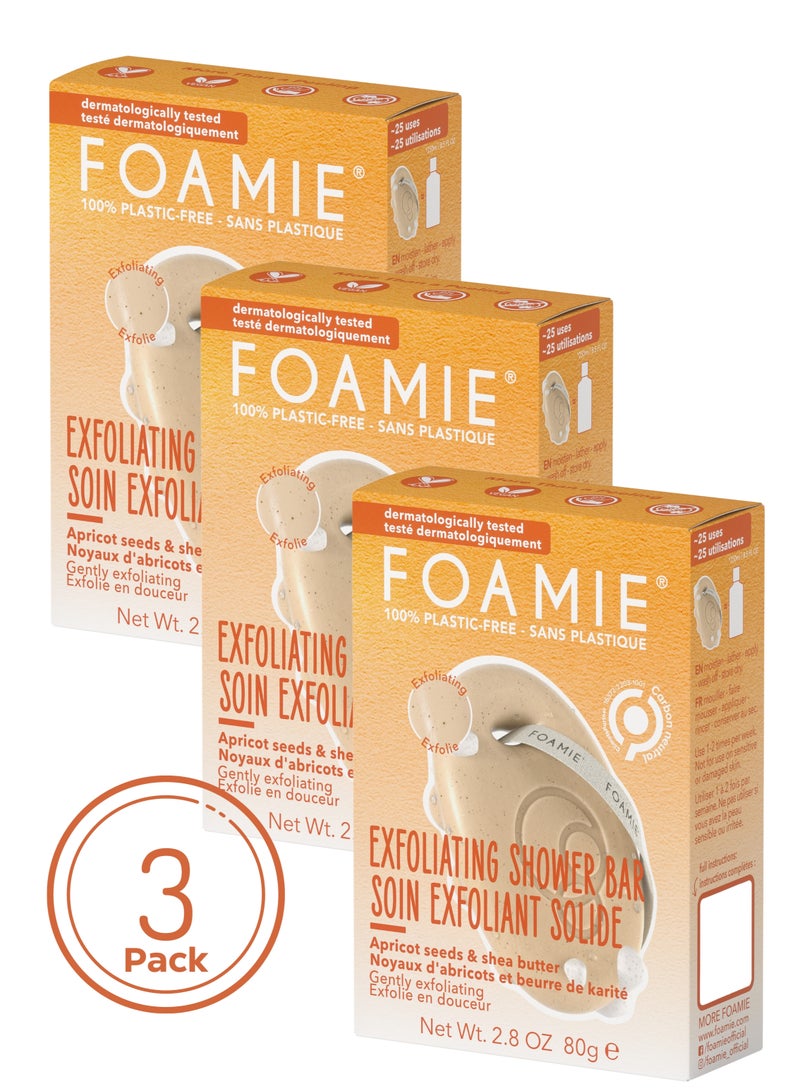 FOAMIE Exfoliating Body Bar With Apricot Seeds & Shea Butter Pack of 3 - Image 1