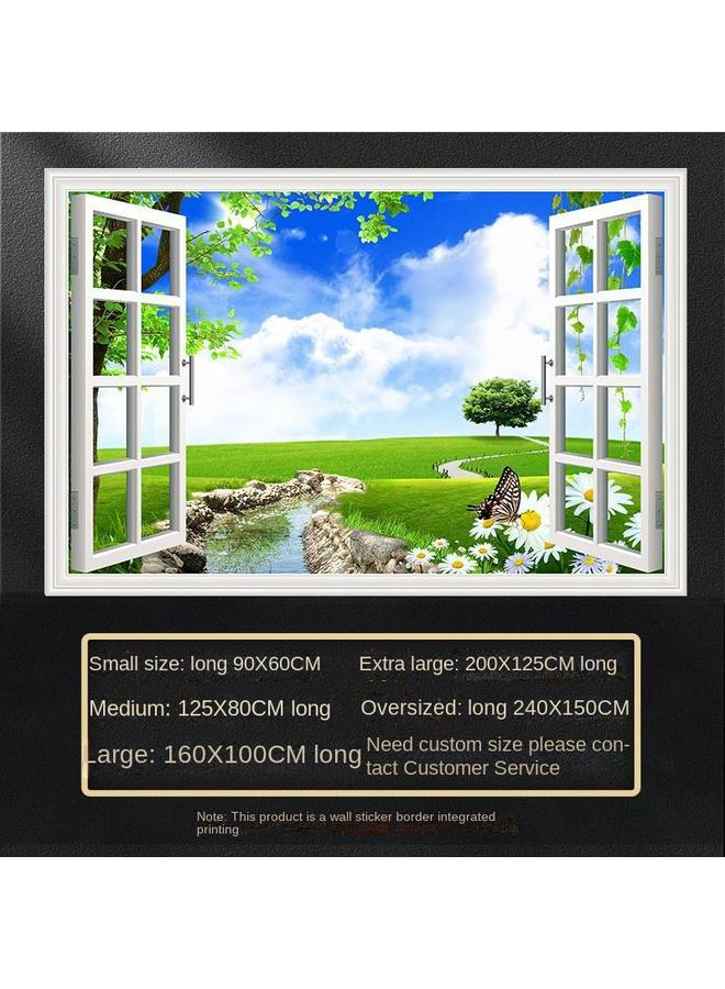Bluejw Fake Window Self-adhesive 3D Wall Stickers Living Room Decorative Painting Bedroom Landscape Nature Waterproof Wall Stickers Wallpaper - Image 1