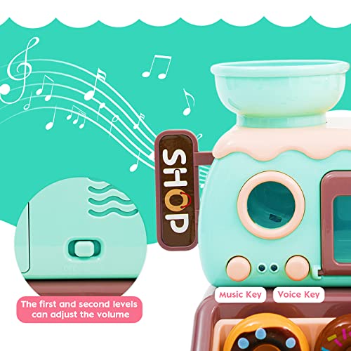 Jomifin Pretend Play Toy Shop for Boys and Girls With Donut Maker Machine Fake Donuts Candy and Oven - Image 5