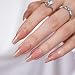 BTArtbox Press on Nails Long - Rose Gold Outline Designed French Tip Press on Nails, Coffin Glue On Nails, Reusable Soft Gel Stick On Nails with Nail Glue in 16 Sizes, Gilded French - Image 2