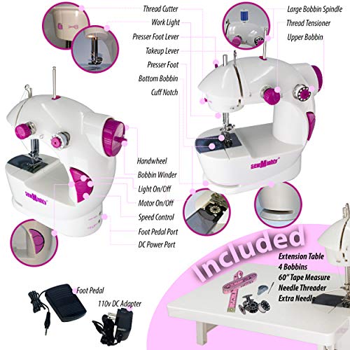 Sew Mighty, The Original Portable Sewing Machines - Perfect for Kids, Travel, Quick Repairs & Small Projects - Dual Speed, Battery & AC Power, Foot Pedal Controller & More (Mighty Mini Kit) - Image 3