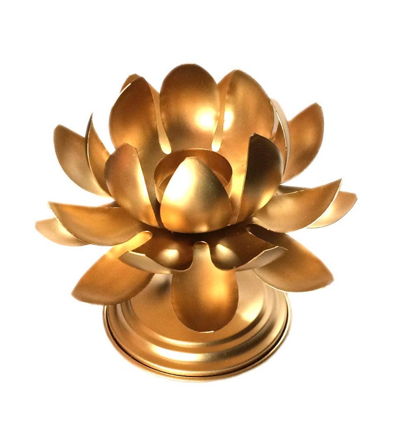 KAE Metal Lotus Shape Side Table Candle Stand Holder for Home Decoration Festival Decoration Set Pack of 4  - Image 3