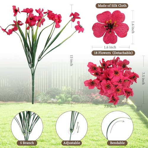 ColoPlay 24 Rose Red Bundles Artificial Flowers for Outdoors/Indoors Fake Flowers Plants for Indoor Outside Garden Porch Window Box Home Wedding Farmhouse - Image 2