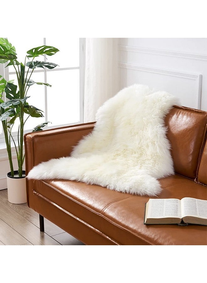 HUAHOO Premium Genuine Sheepskin Rug Real Australia Sheepskin Natural Luxury Fluffy Lambskin Fur Area Rug Seat Covers For Kids Bedroom Sofa Chair Cover Pets Dogs Mat Single Pelt 2'X 3' White Ivory - Image 4